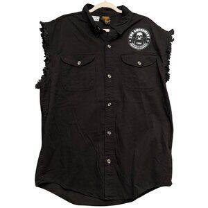 Milwaukee Leather Performance Apparel Frayed Sleeveless Button Down Shirt XL